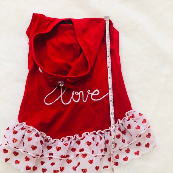 ❤️Red & White LOVE Doggie Dress with Ruffles❤️ - Picture 2 of 14